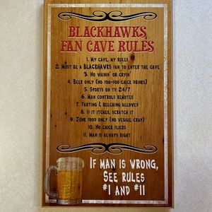 Blackhawks Cave Rules Wall Hanging